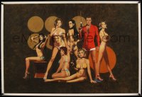 6a0677 JAMES BOND #122/200 21x31 art print 2021 art by Paul Mann, James with his sexy Bond girls!