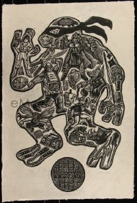 6a0695 TEENAGE MUTANT NINJA TURTLES signed #109/150 20x30 art print 2020 linocut, Turtle Power!