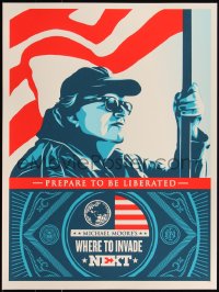 6a1025 WHERE TO INVADE NEXT #230/245 18x24 art print 2016 Mondo, Michael Moore by Shepard Fairey!