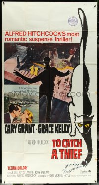 6b0250 TO CATCH A THIEF 3sh R1965 cool art of Grace Kelly & Cary Grant, Alfred Hitchcock, rare!