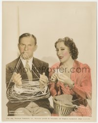 6b1256 GEORGE BURNS & GRACIE ALLEN color 8x10 still 1936 she has him all tangled up in her yarn!