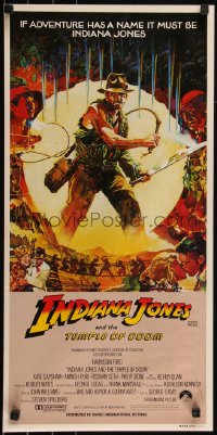 6b0322 INDIANA JONES & THE TEMPLE OF DOOM Aust daybill 1984 art of Harrison Ford by Mike Vaughan!