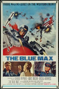 6b0697 BLUE MAX 1sh 1966 Frank McCarthy art of WWI fighter pilot George Peppard in airplane!