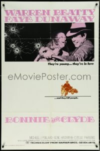 6b0701 BONNIE & CLYDE 1sh 1967 notorious crime duo Warren Beatty & Faye Dunaway, Arthur Penn!