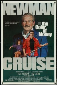 6b0727 COLOR OF MONEY 1sh 1986 Robert Tanenbaum art of Paul Newman & Tom Cruise playing pool!