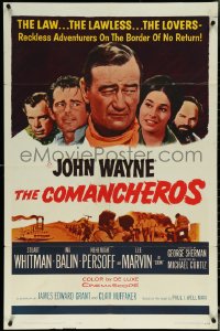 6b0728 COMANCHEROS 1sh 1961 cowboy John Wayne, Stuart Whitman, directed by Michael Curtiz!