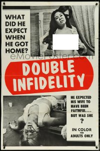 6b0755 DOUBLE INFIDELITY 1sh 1969 wild images of topless woman & bloody girl, ultra rare!