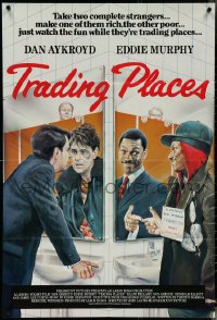 6b1058 TRADING PLACES English 1sh 1983 great different Purkis art of Eddie Murphy & Dan Aykroyd!