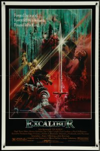 6b0773 EXCALIBUR 1sh 1981 John Boorman, cool medieval fantasy sword artwork by Bob Peak!