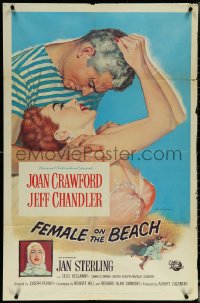 6b0780 FEMALE ON THE BEACH 1sh 1955 Tidman art of Joan Crawford & Jeff Chandler, Jan Sterling