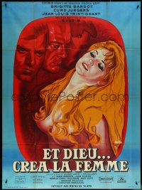 6b0092 AND GOD CREATED WOMAN French 1p R1964 art of sexy naked Brigitte Bardot by Rene Peron!