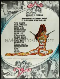 6b0094 CASINO ROYALE French 1p 1967 Bond spy spoof, sexy psychedelic Kerfyser art + photo montage!