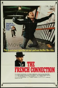 6b0794 FRENCH CONNECTION 1sh 1971 Gene Hackman in movie chase, directed by William Friedkin!