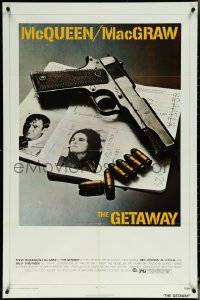 6b0806 GETAWAY 1sh 1972 Steve McQueen, McGraw, Sam Peckinpah, cool gun & passports image!