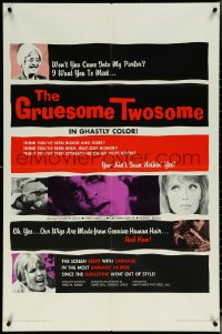 6b0819 GRUESOME TWOSOME 1sh 1967 Herschell Gordon Lewis, the screen seeps with carnage!