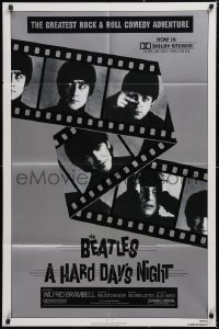 6b0821 HARD DAY'S NIGHT 1sh R1982 great image of The Beatles in their first film, rock & roll classic!