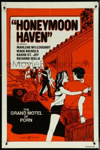 6b0833 HONEYMOON HAVEN 1sh 1977 Marlene Willoughby, Wade Nichols, sexy art, the grand motel of porn!