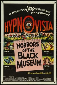 6b0837 HORRORS OF THE BLACK MUSEUM 1sh 1959 an amazing new dimension in screen thrills, Hypno-Vista!