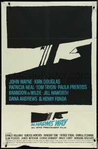 6b0852 IN HARM'S WAY 1sh 1965 Otto Preminger, classic Saul Bass pointing hand artwork!