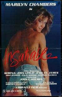 6b0855 INSATIABLE 24x37 1sh 1980 super sexy topless Marilyn Chambers wearing only jean shorts!