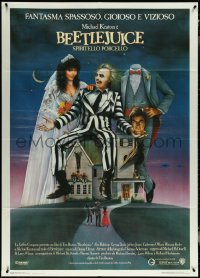 6b0116 BEETLEJUICE Italian 1p 1988 Tim Burton, Ramsey art of Keaton, Baldwin & Geena Davis!