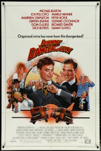 6b0867 JOHNNY DANGEROUSLY 1sh 1984 Drew Struzan art of gangsters Michael Keaton & Joe Piscopo!