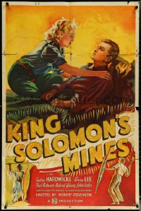 6b0875 KING SOLOMON'S MINES 1sh 1937 Anna Lee and John Loder in Africa, Native w/ spear, ultra rare!