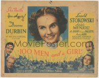 6b0351 100 MEN & A GIRL TC 1937 beautiful Deanna Durbin, Leopold Stokowski & Adolphe Menjou, rare!