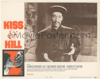 6b0437 BLOOD OF FU MANCHU LC #5 1969 best close up of Asian villain Christopher Lee, Kiss & Kill!