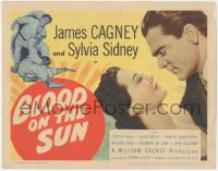 6b0385 BLOOD ON THE SUN TC 1945 James Cagney in fight, plus close up with sexy Sylvia Sidney!