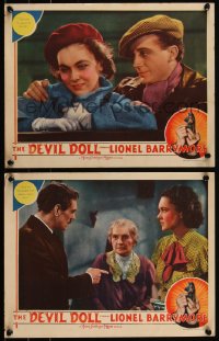 6b0645 DEVIL DOLL 2 LCs 1936 Tod Browning, Maureen O'Sullivan, greater than The Unholy Three!