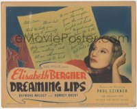 6b0390 DREAMING LIPS TC 1937 great c/u of beautiful Elisabeth Bergner, love triangle, ultra rare!