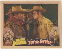 6b0472 FOR THE SERVICE LC 1936 close up of cowboy Buck Jones in major staredown with Fred Kohler!