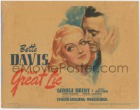 6b0402 GREAT LIE TC 1941 great close up art of sexy Bette Davis embracing George Brent, ultra rare!