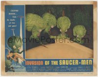 6b0495 INVASION OF THE SAUCER MEN LC #2 1957 c/u of 4 wacky cabbage head aliens making plans by car!