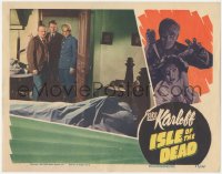 6b0497 ISLE OF THE DEAD LC 1945 Boris Karloff, Jason Robards & Cramer look at body on bed, Val Lewton