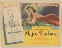 6b0410 MAJOR BARBARA TC 1941 art of sexy Wendy Hiller + cartoon art of George Bernard Shaw, rare!