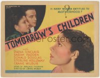 6b0380 TOMORROW'S CHILDREN TC 1934 human sterilization, is every woman entitled to motherhood, rare!