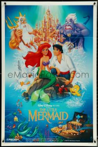 6b0885 LITTLE MERMAID DS 1sh 1989 Bill Morrison art of Ariel & cast, Disney underwater cartoon!