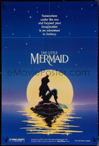 6b0886 LITTLE MERMAID teaser DS 1sh 1989 Disney, great art of Ariel in moonlight by Morrison/Patton!