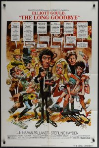 6b0890 LONG GOODBYE style C 1sh 1973 Elliott Gould as Philip Marlowe, great Jack Davis artwork!