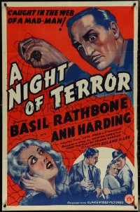 6b0896 LOVE FROM A STRANGER 1sh R1942 Basil Rathbone, Agatha Christie, A Night of Terror!