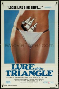 6b0902 LURE OF THE TRIANGLE 1sh 1977 Phillip Ronald, wild image of ship sinking in bikini!