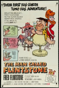 6b0910 MAN CALLED FLINTSTONE 1sh 1966 Hanna-Barbera, Fred, Barney, Wilma & Betty, spy spoof!