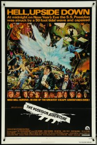 6b0965 POSEIDON ADVENTURE 1sh 1972 art of Gene Hackman & cast escaping by Mort Kunstler!