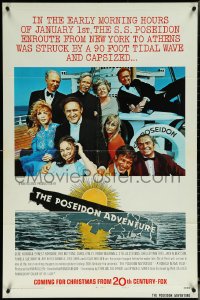 6b0966 POSEIDON ADVENTURE style teaser 1sh 1972 different image of top cast smiling on ship deck!