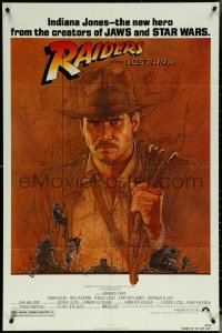 6b0972 RAIDERS OF THE LOST ARK 1sh 1981 great art of adventurer Harrison Ford by Richard Amsel!