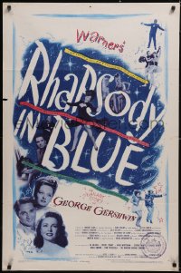 6b0982 RHAPSODY IN BLUE 1sh 1945 Robert Alda as George Gershwin, Al Jolson in blackface pictured!