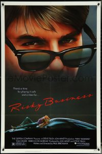 6b0985 RISKY BUSINESS 1sh 1983 classic c/u art of Tom Cruise in cool shades by Drew Struzan!