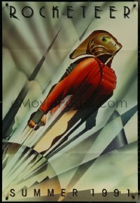 6b0986 ROCKETEER teaser DS 1sh 1991 Walt Disney, deco-style John Mattos art of him soaring into sky!